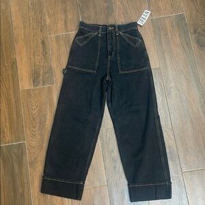 Urban Outfitters Black Cuffed Carpenter Jeans